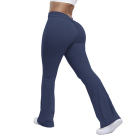 Peach flared wide-leg fitness pants